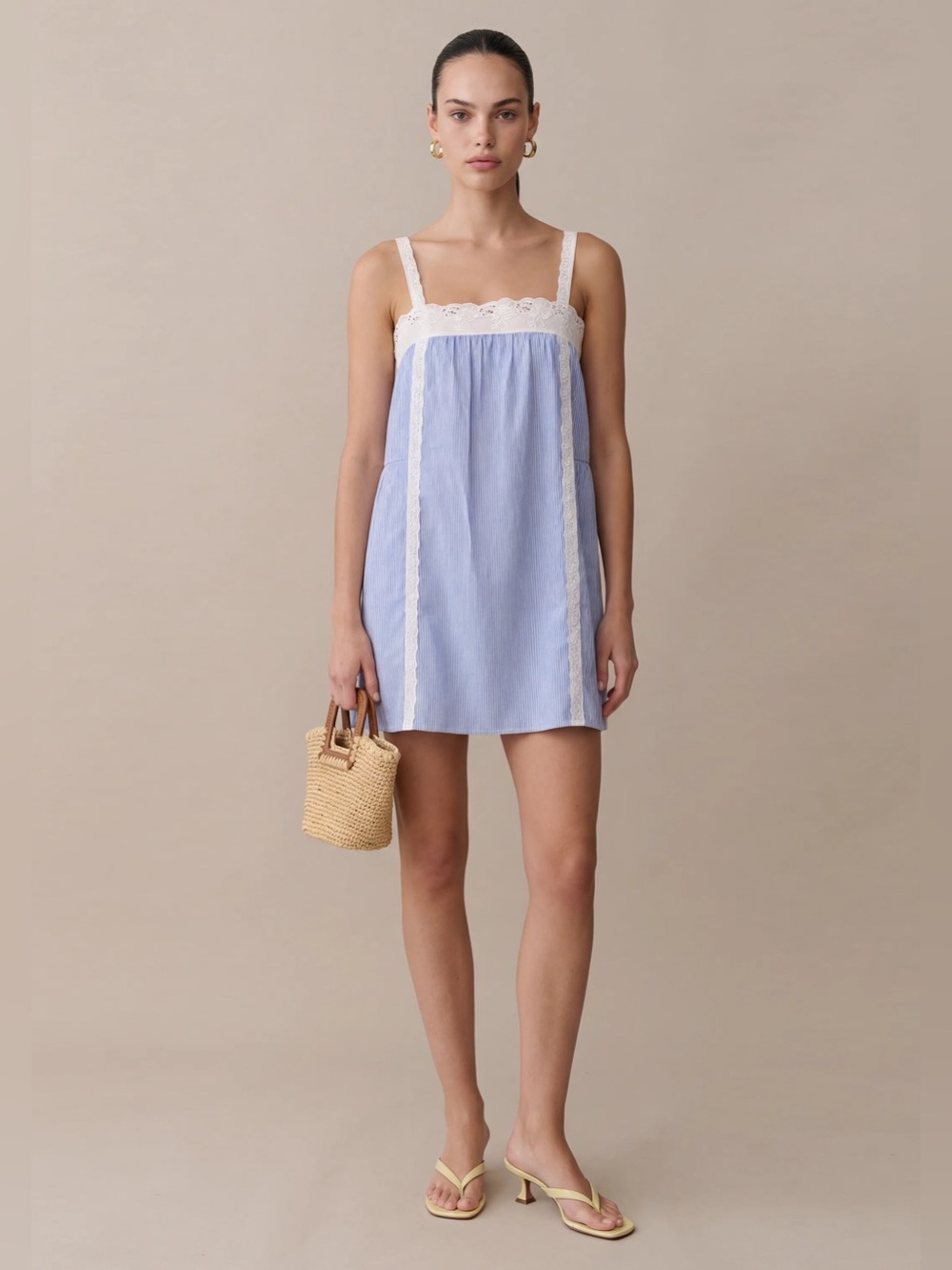 Few Moda Kourt Florence Light Blue Gingham Lace-Trim Dress